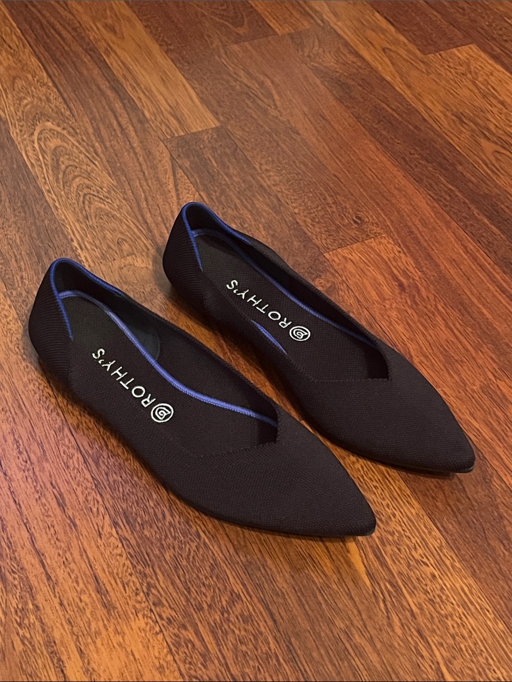 Rothy's Black Pointed Toe Knit Flats 12W